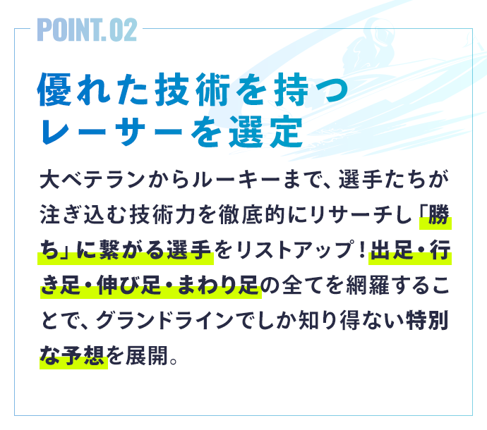 優れた技術を持つレーサーを選定